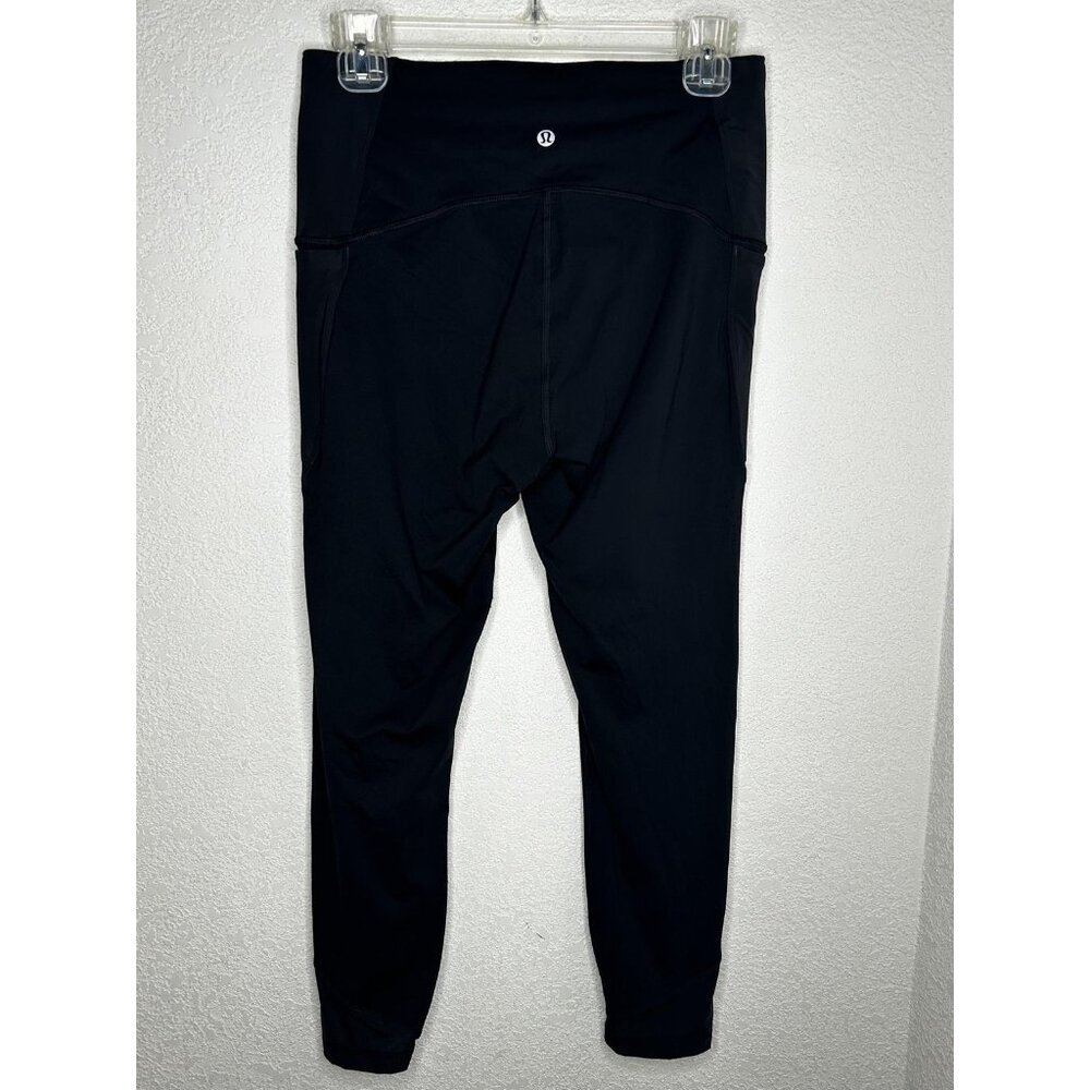 Lululemon Pants Womens 8 Black Running Leggings Mesh Vent Side Pockets Athletic